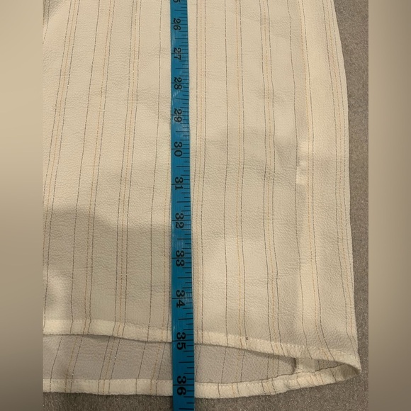 [L]MNG White Gold Striped Button-Down Shirt Dress Raglan Sleeve - Picture 4 of 5